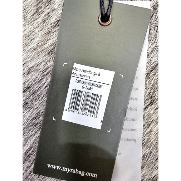 MW Myra S-2601 Compulsory Backpack Bag Fur & Canvas Back Pack Shoulder Rucksack - Picture 5 of 10